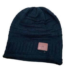 Bluetooth Speaker Headphone Beanie Hat Knit Black Rechargable
